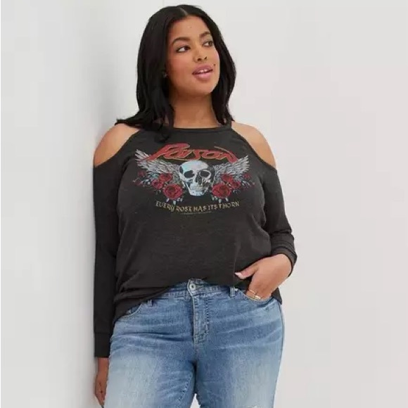 torrid Tops - Torrid Poison Cutout Cold Shoulder Graphic Sweatshirt Vinyl Icons 3X NWT